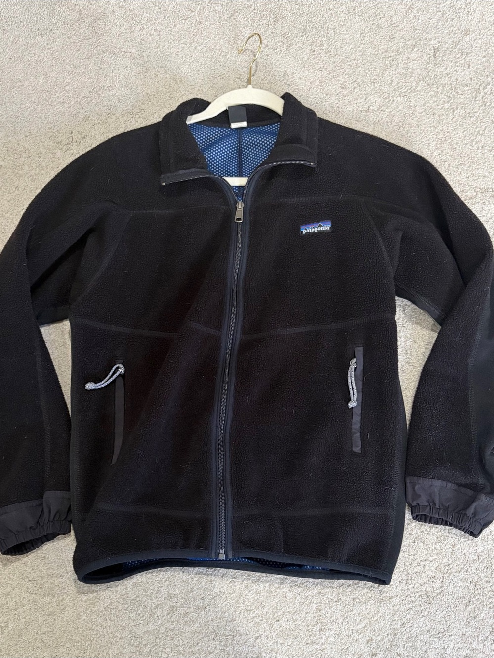 Patagonia Black Full-Zip Fleece Jacket, Women’s Small Black Jacket, Logo Front